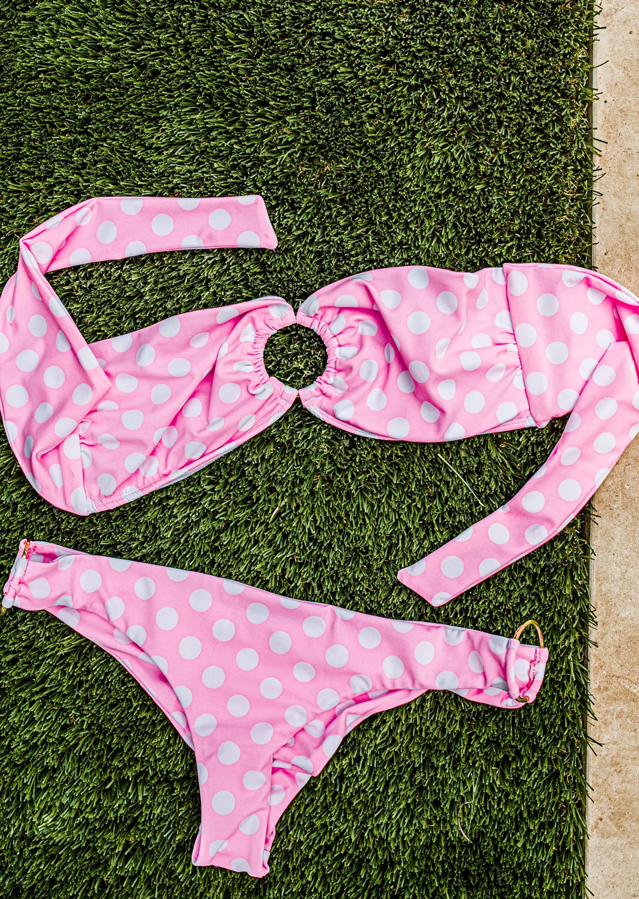 Sundrop Bottom - Pink + White Dots - Wild Flower Swimwear